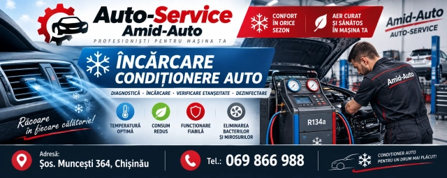 Încărcare cu freon a condiționerelor auto în Chișinău, la Amid-Auto service.