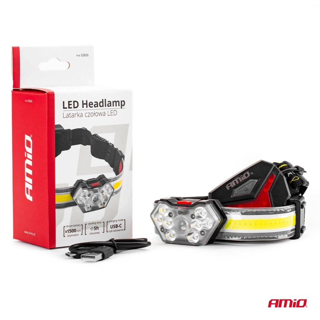 02826 Lanterna frontala cu acumulator LED LH04,1500mAh,USD-C