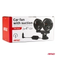 03010 Ventilator auto AMiO PRO dublu, 4’, cu ventuză, 12V, 2 viteze