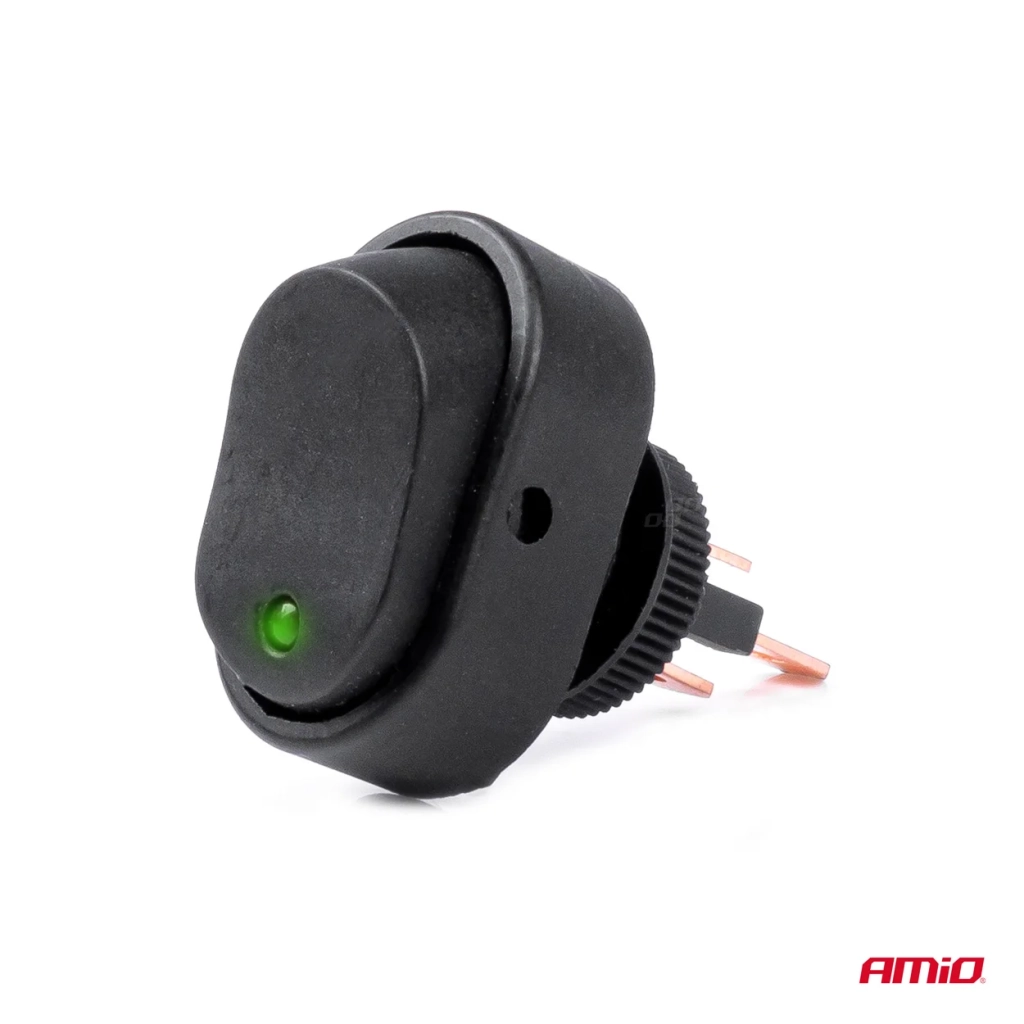 03087 Эллиптический переключатель с зеленой подсветкой 12/24V max 30A ON/OFF BU10