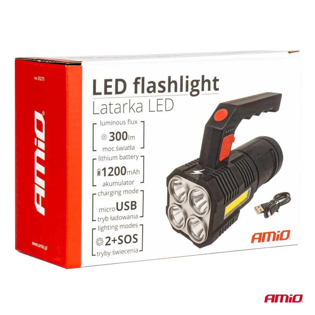 03273 Светодиодный рабочий фонарь 4LED+COB,18650mAh TORCH WT17