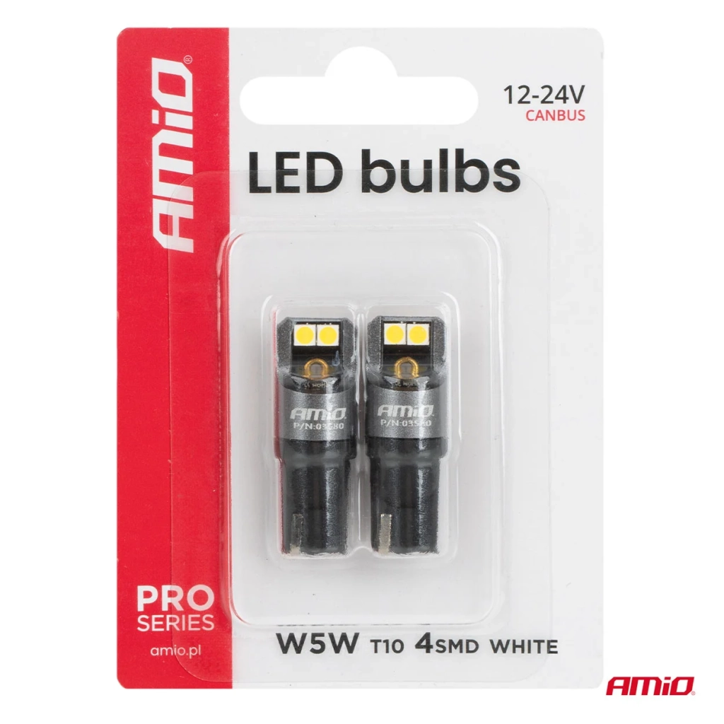 03580 Bec LED Canbus PRO series T10 W5W 4x3030 SMD White 12/24V FULL
