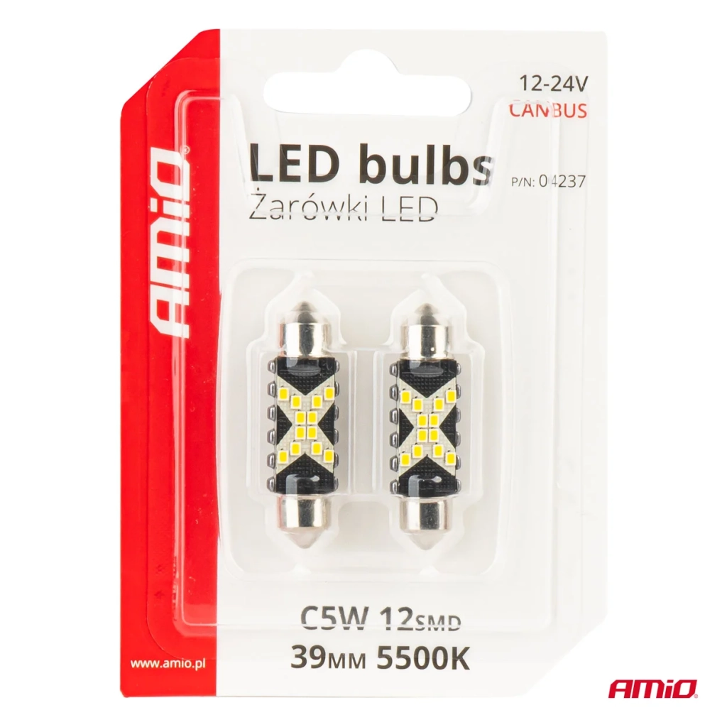 04237 Bec LED Canbus  Festoon C5W 12SMD 2016 39mm White 12V/24V