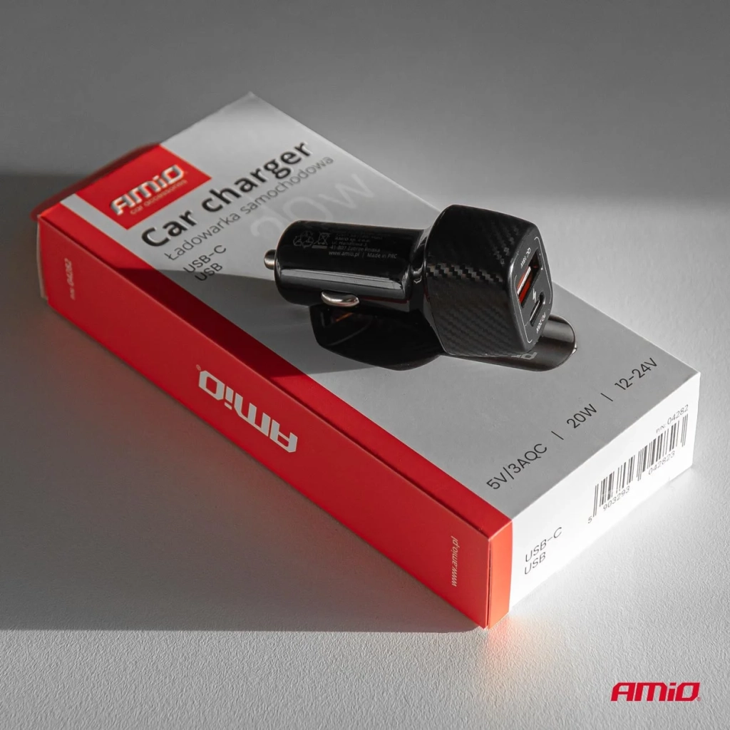 04282 Incarcator auto QC+PD 20 Вт USB-A+USB-C