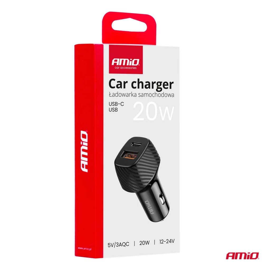 04282 Incarcator auto QC+PD 20 Вт USB-A+USB-C
