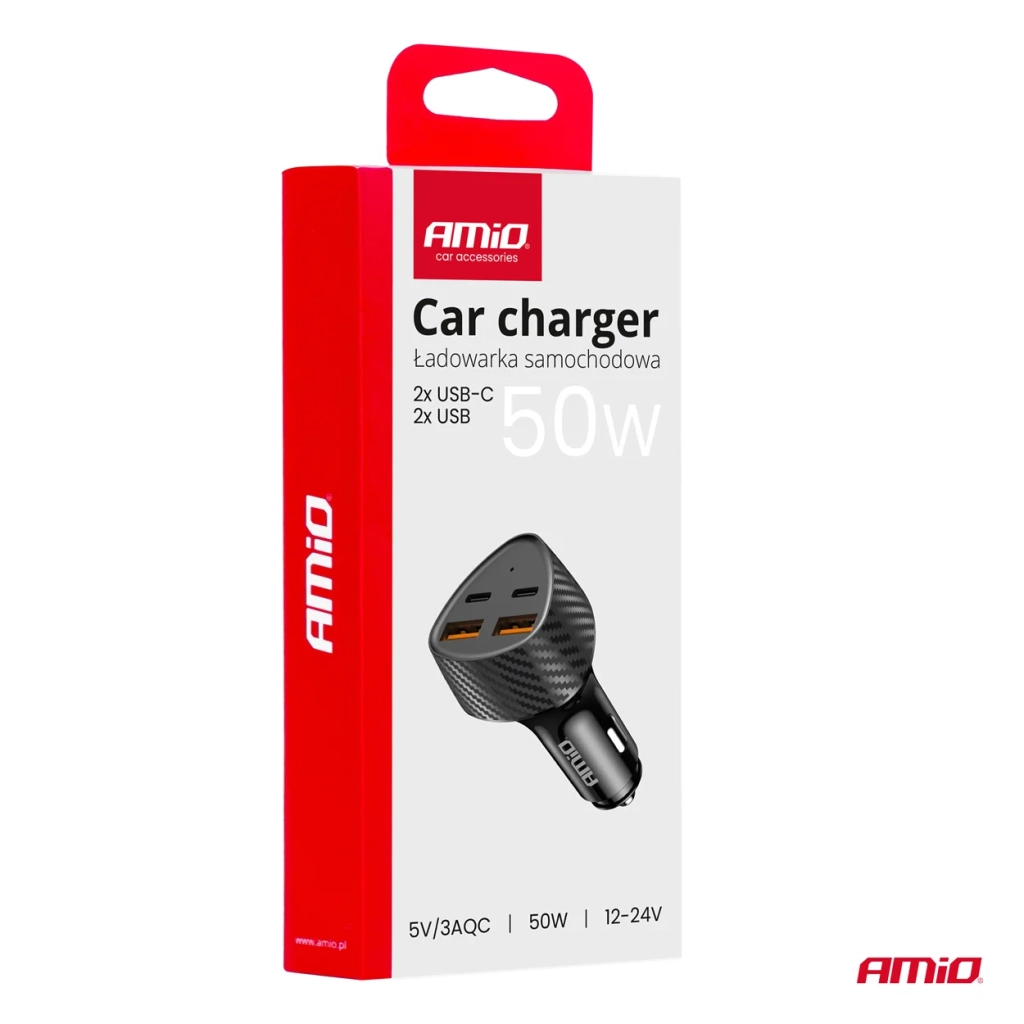 04284 Автомобильное зарядное устройство 50 Вт 2x USB-A + 2x USB-C