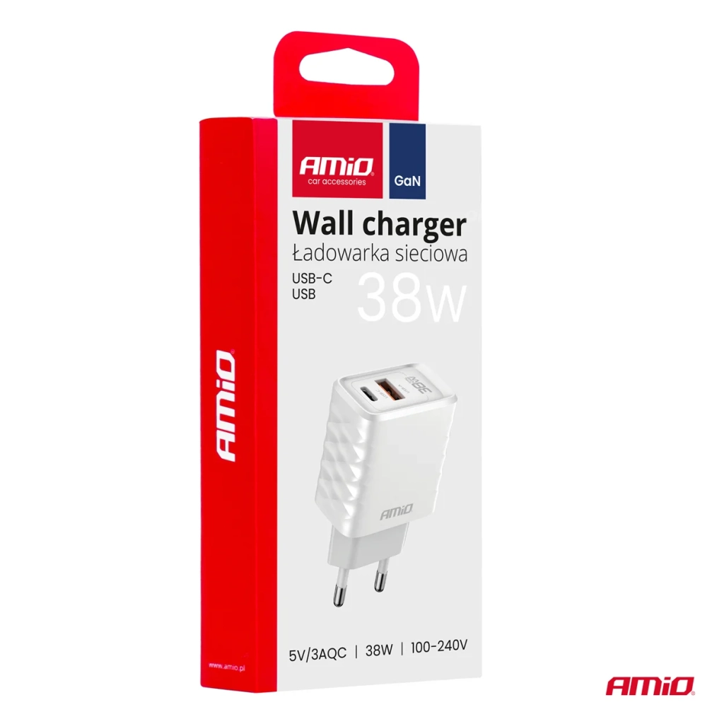 04287 Сетевое зарядное устройство GaN 38W с USB-A и USB-C (GSM)