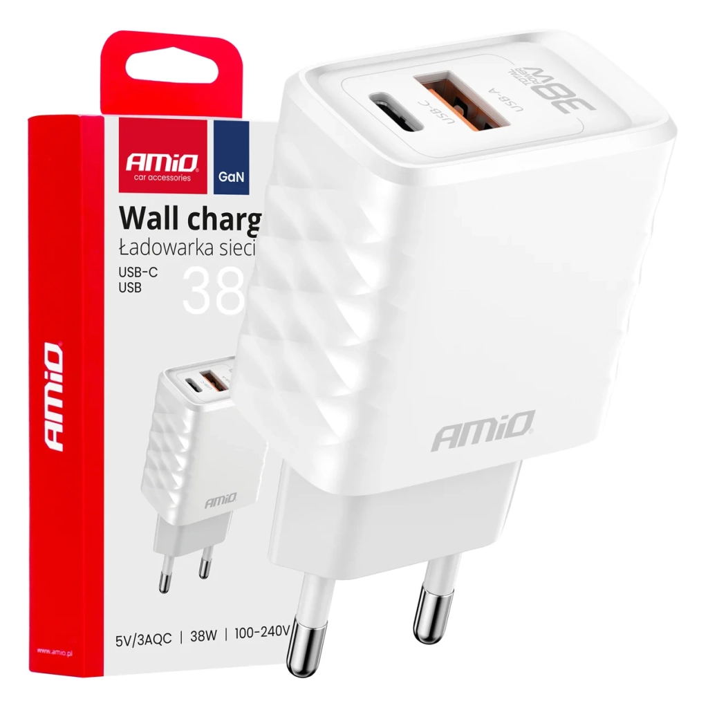04287 Сетевое зарядное устройство GaN 38W с USB-A и USB-C (GSM)