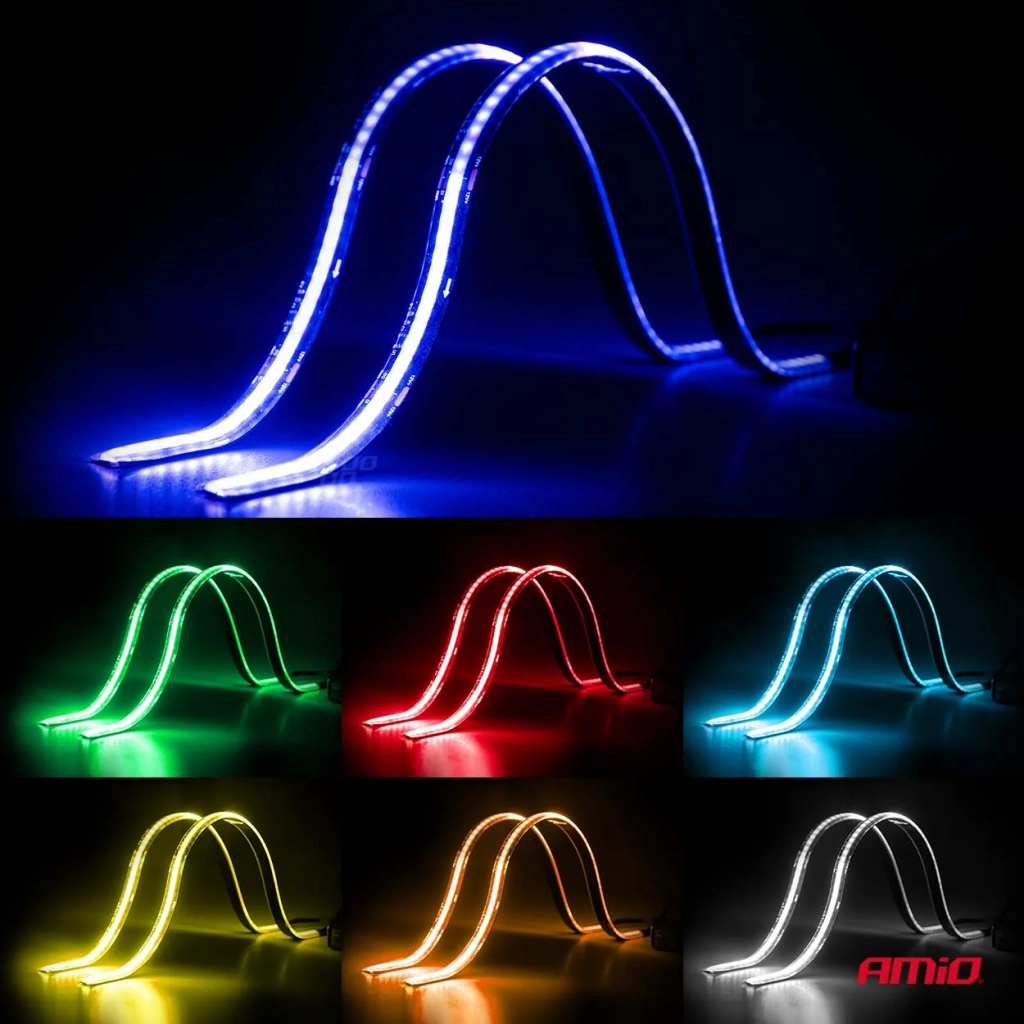 04579 Гибкие светодиодные COB-ленты LED COB flexibile cu controler multicolor RGB 2x30cm 12V