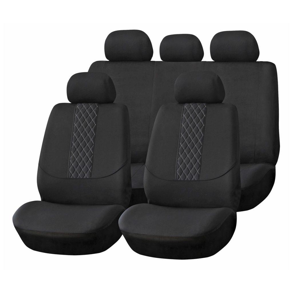 04602 Set universal de huse p-u scaune auto BLACK GAY Quilting  9pcs SC02