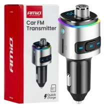 04654 Transmitator FM auto 2×USB-A microSD 12V 24V