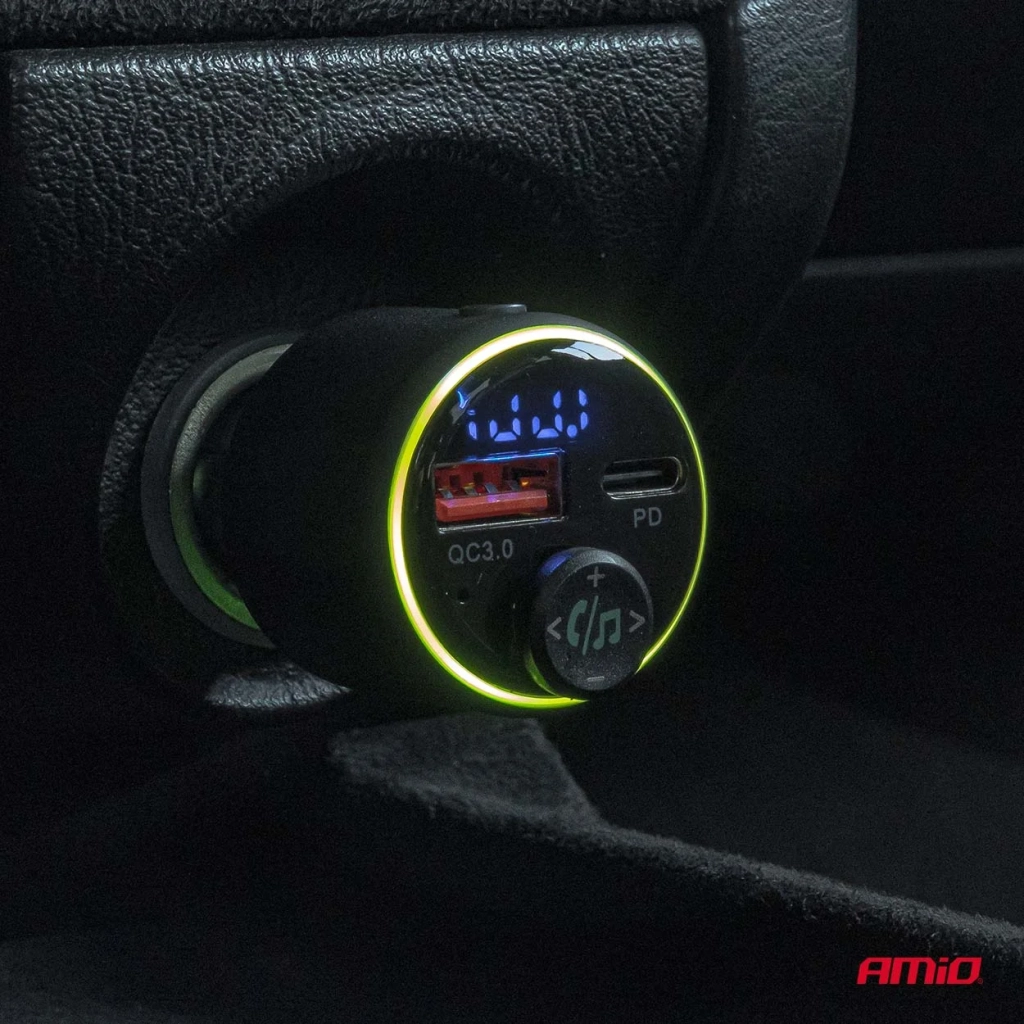 04655 Transmitator FM auto 1×USB-A 1×USB-C 12V 24V