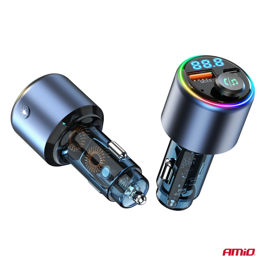 04655 Transmitator FM auto 1×USB-A 1×USB-C 12V 24V
