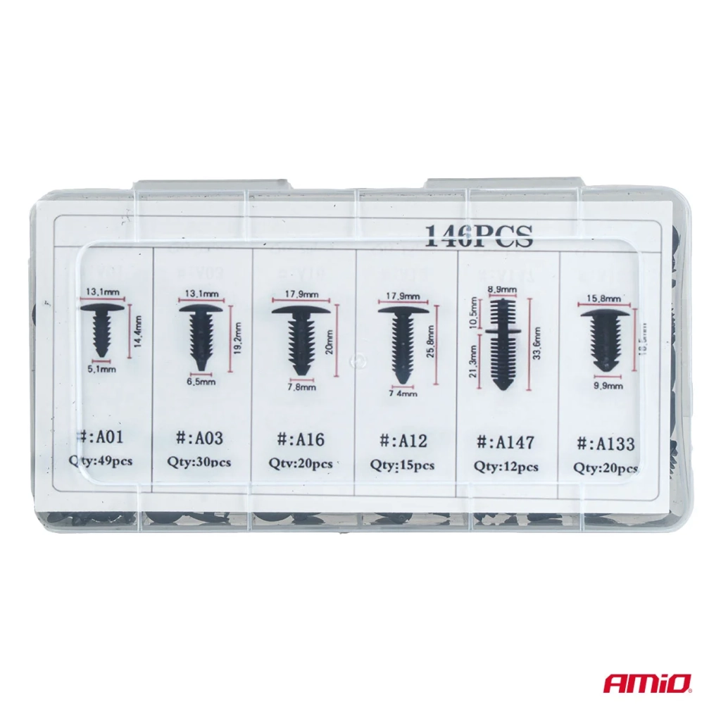 04735 Set mic de clipsuri și pini auto, 146 buc.