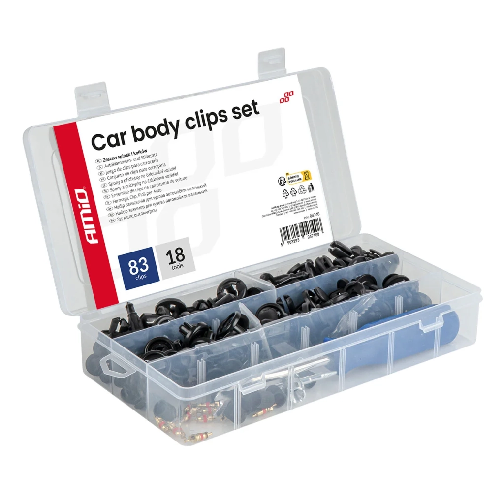 04740 Set mic de clipsuri și pini auto cu unelte, 83+18 buc.