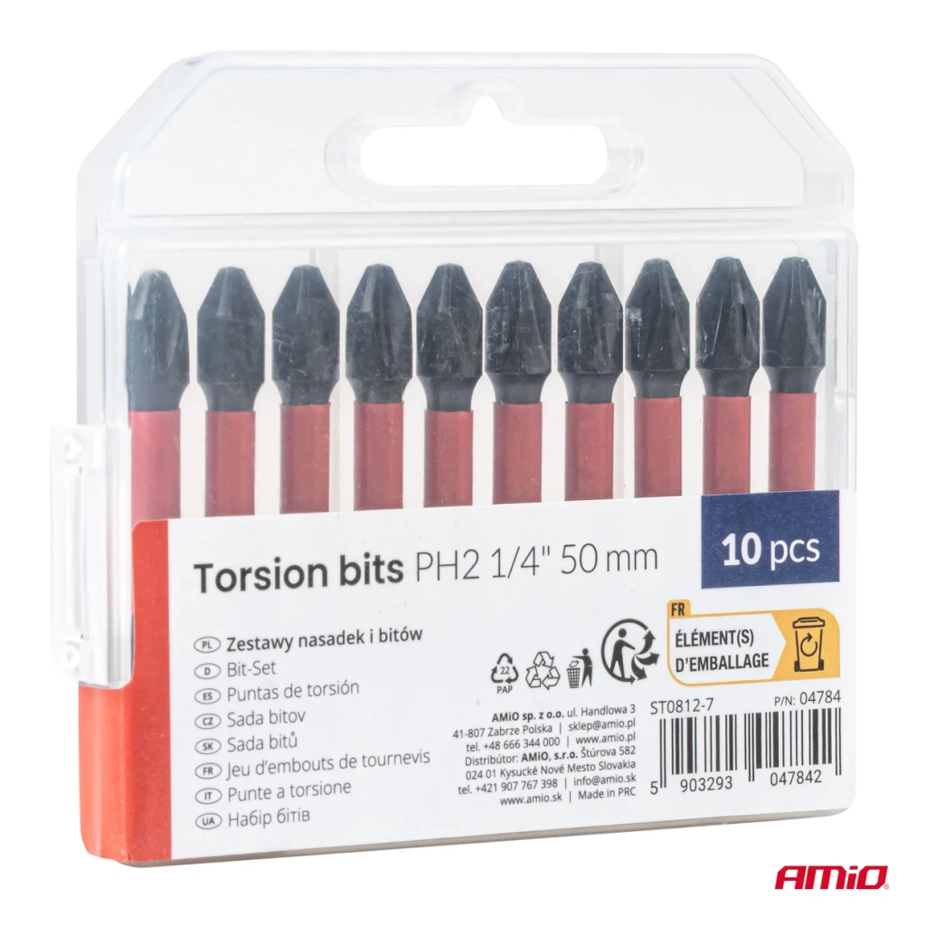 04784 Set biti de torsiune PH2 1/4’ 50mm 10 buc