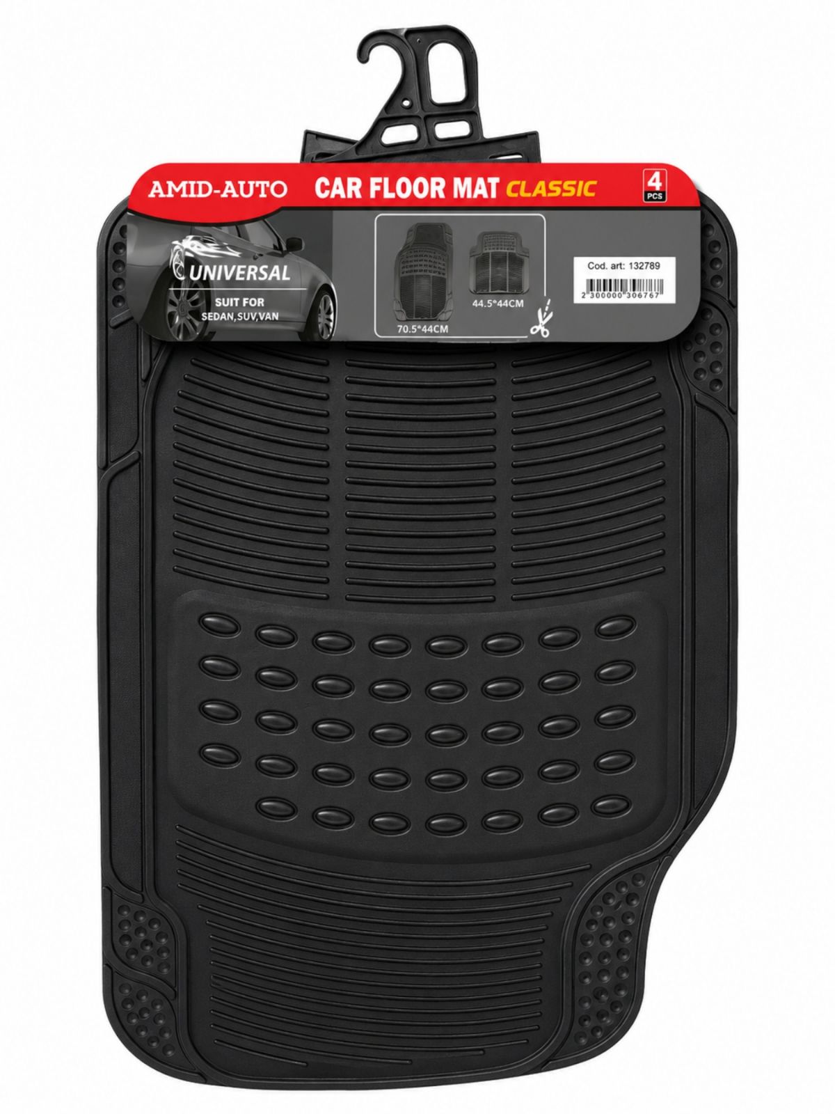 102140 car mat black 4 buc.3.6 kg (132789 universal)/covorase auto din cauciuc