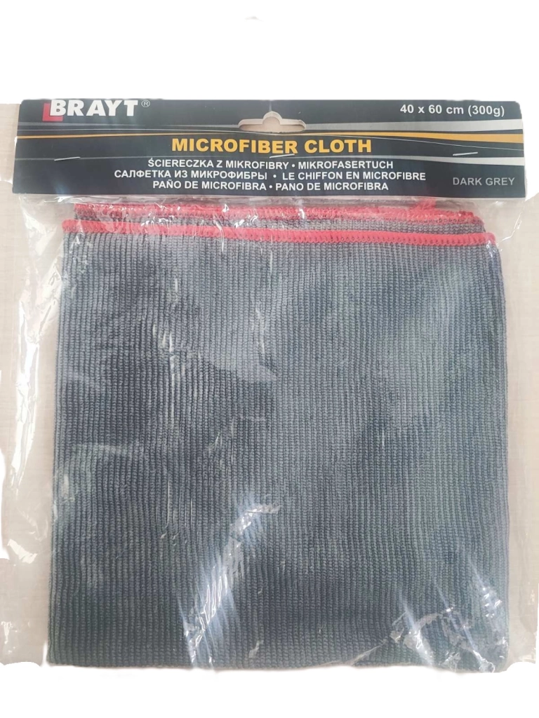 BR Laveta din microfibra gri inchis cu cusatura rosie 40x60cm