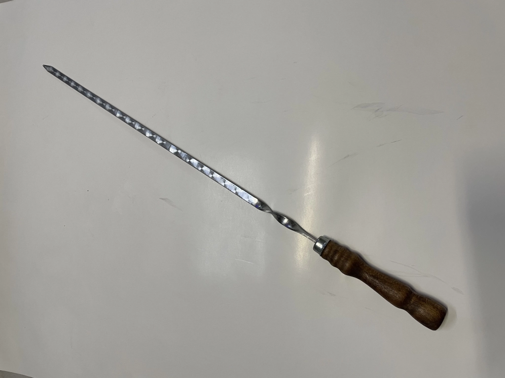 Шампур для мангала INOX ’плоский’ ручка дерево/лак 700*12*3mm (52-003u1) Ukr