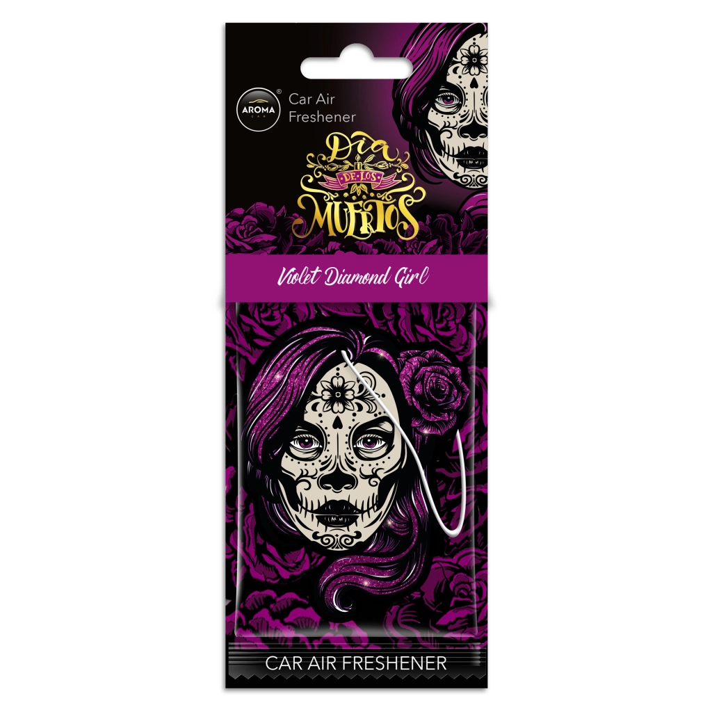 Aroma Car Cellulose Dia de Los Muertos Violet Diamond Girl ароматизатор (24шт)