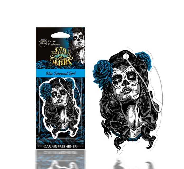 Aroma car cellulose dia de los muertos  diamond girl blue ароматизатор (24шт)
