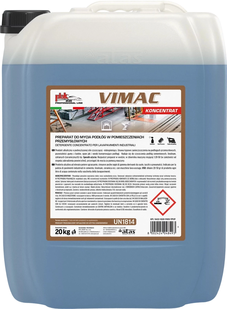 Vimac 20kg. Щелочное низкопенное моющее средство