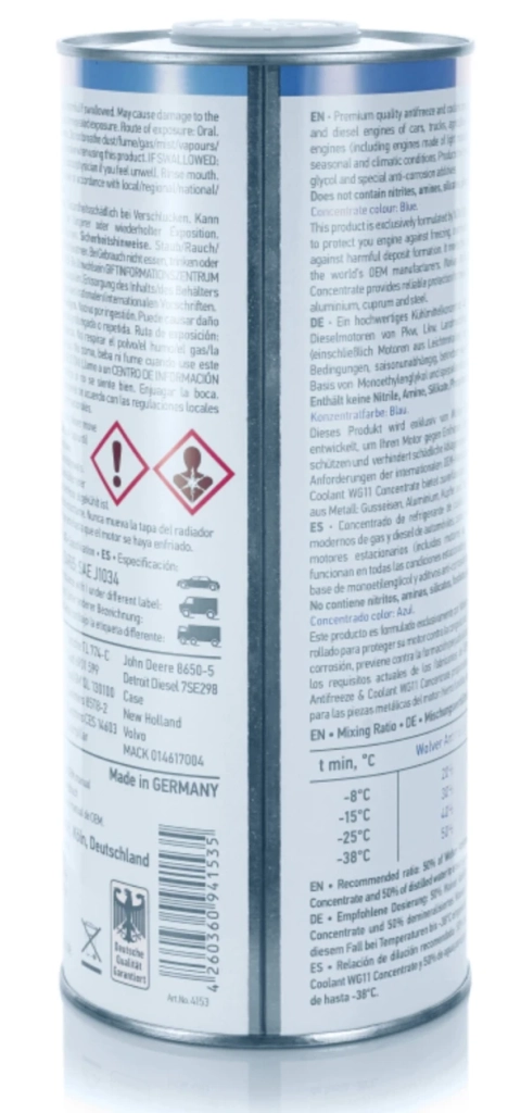 WOLVER AntiFreeze WG11 (BLUE) 1.5L/антифриз